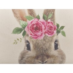 2 poduszki dekoracyjne z motywem królika 45 x 45 cm szarobeżowe TULIPA