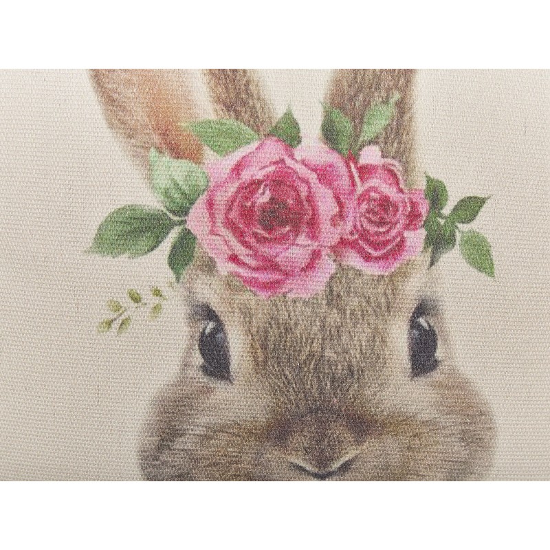 2 poduszki dekoracyjne z motywem królika 45 x 45 cm szarobeżowe TULIPA