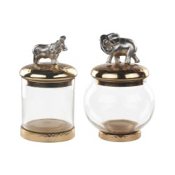 Zestaw 2 szkatułek na biżuterię LAKI Szkło Złoty