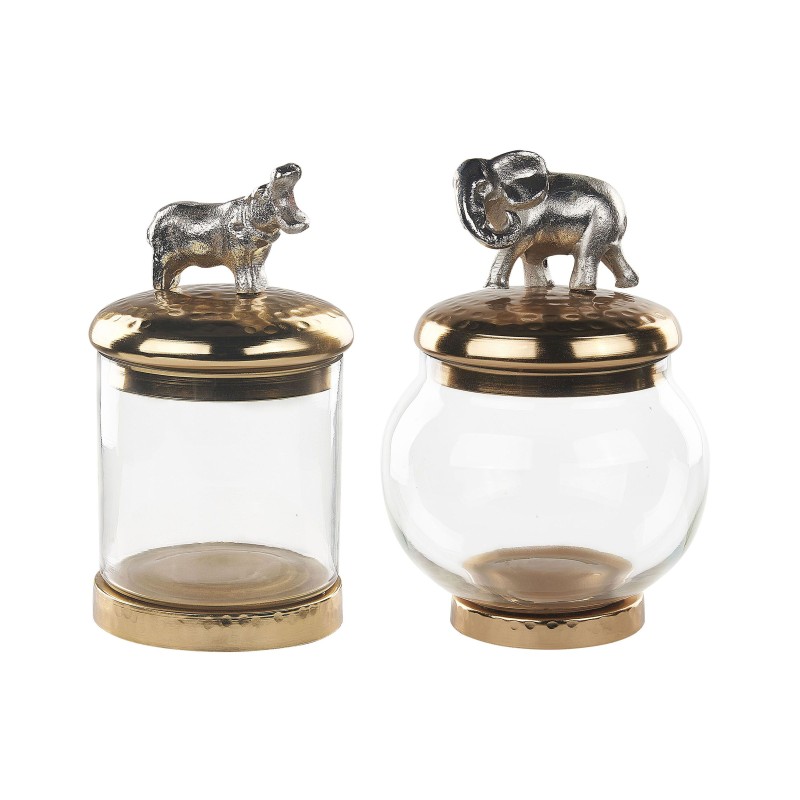 Zestaw 2 szkatułek na biżuterię LAKI Szkło Złoty