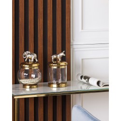 Zestaw 2 szkatułek na biżuterię LAKI Szkło Złoty