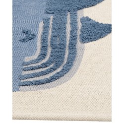 Dywan dziecięcy bawełniany motyw wieloryba 80 x 150 cm beżowo-niebieski SELAI