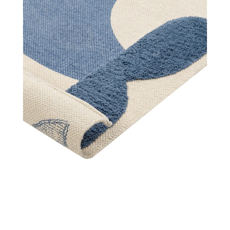 Dywan dziecięcy bawełniany motyw wieloryba 80 x 150 cm beżowo-niebieski SELAI