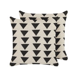 Zestaw 2 poduszek dekoracyjnych CERCIS Bawełna 45 x 45 cm Beżowy Wzór geometryczny