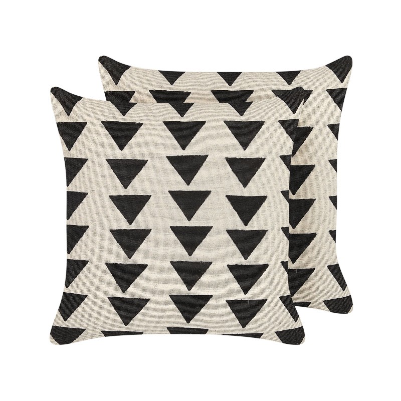 Zestaw 2 poduszek dekoracyjnych CERCIS Bawełna 45 x 45 cm Beżowy Wzór geometryczny