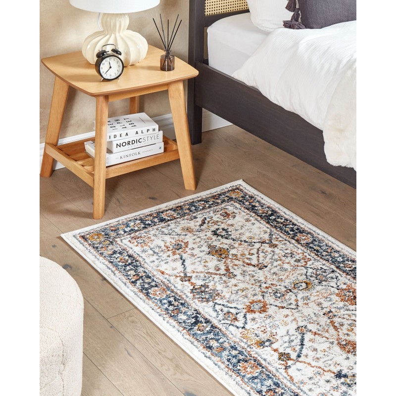 Dywan 80 x 150 cm beżowy z niebieskim ARATES