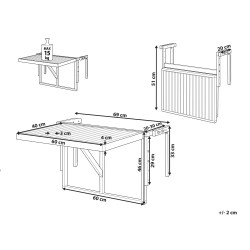Stolik balkonowy UDINE 70 cm 69 cm Drewno akacjowe Brązowy