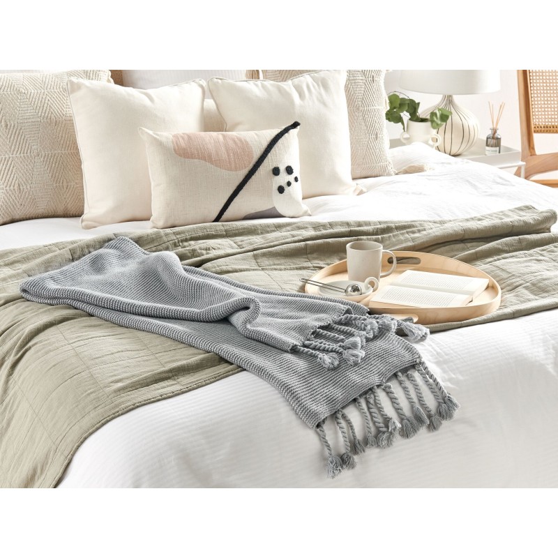 Koc NAZILLI Bawełna 125 x 150 cm Jasnoszary