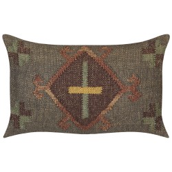 Poduszka dekoracyjna KATORA Juta 30 x 50 cm Zielony Wzór orientalny