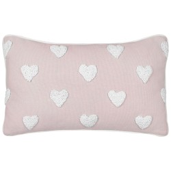 Bawełniana poduszka dekoracyjna w serca 30 x 50 cm różowa GAZANIA
