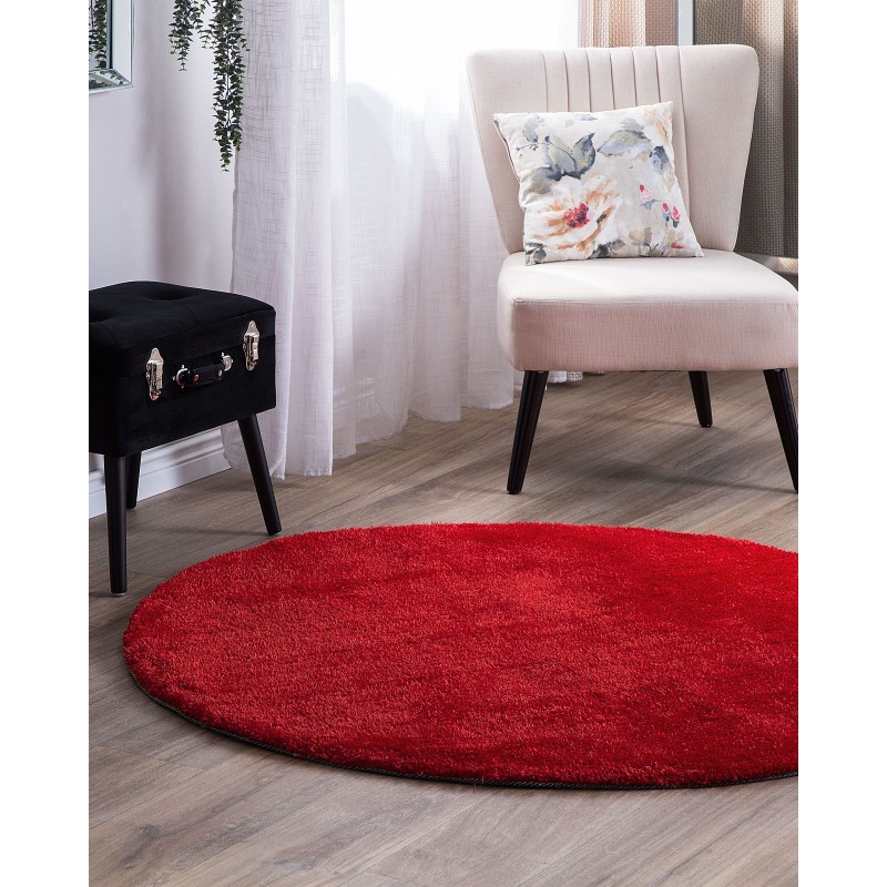 Dywan shaggy okrągły ⌀ 140 cm czerwony DEMRE