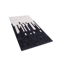 Dywan skórzany 80 x 150 cm czarno-biały BOLU
