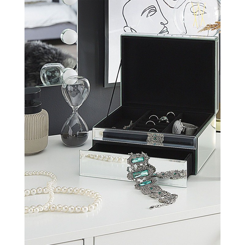 Szkatułka na biżuterię KOFI Szkło Srebrny