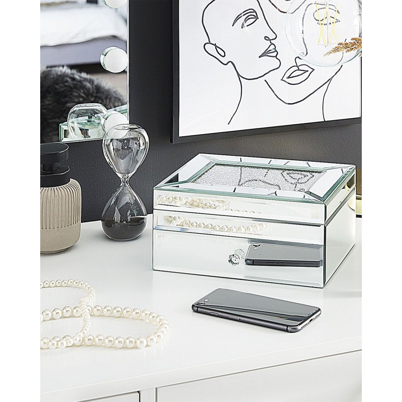 Szkatułka na biżuterię KOFI Szkło Srebrny