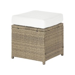 Zestaw ogrodowy ze stolikiem i otomaną dla 5 osób FONTI z poduszkami Technorattan Brązowy