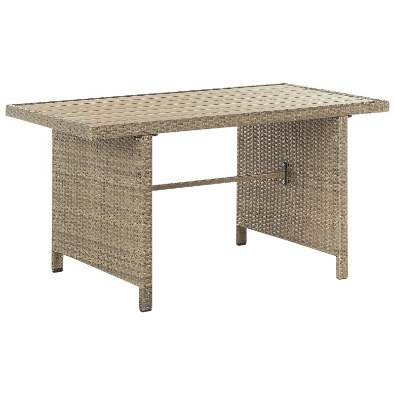 Zestaw ogrodowy ze stolikiem i otomaną dla 5 osób FONTI z poduszkami Technorattan Brązowy