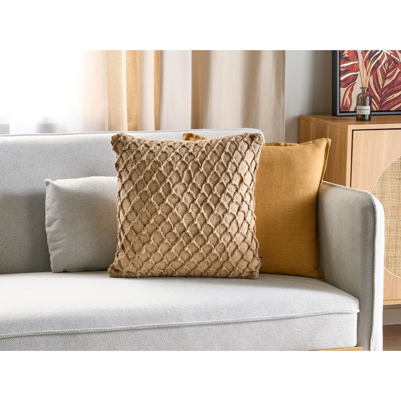 Poduszka dekoracyjna COLLOMIA Boucle 45 x 45 cm Beżowy Wzór geometryczny