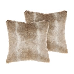 Zestaw 2 poduszek dekoracyjnych HORDEUM Sztuczne futro 45 x 45 cm Jasnobrązowy Jednolity