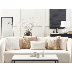 Zestaw 2 poduszek dekoracyjnych HORDEUM Sztuczne futro 45 x 45 cm Jasnobrązowy Jednolity