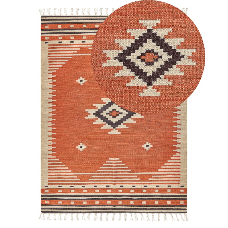 Dywan bawełniany kilim 140 x 200 cm pomarańczowy GAVAR