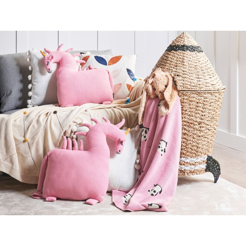 2 bawełniane poduszki dla dzieci jednorożec 45 x 45 cm różowe LAMMI