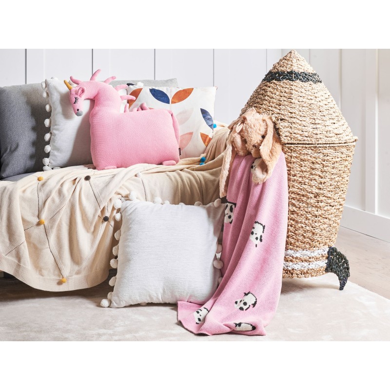 2 bawełniane poduszki dla dzieci jednorożec 45 x 45 cm różowe LAMMI