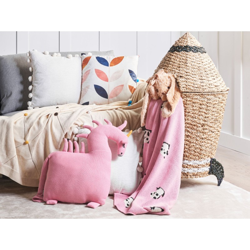 2 bawełniane poduszki dla dzieci jednorożec 45 x 45 cm różowe LAMMI