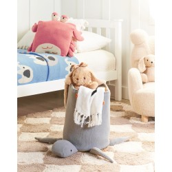 Kosz na zabawki Żółw TANDA Bawełna Szary