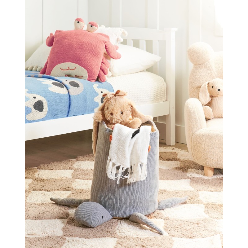 Kosz na zabawki Żółw TANDA Bawełna Szary