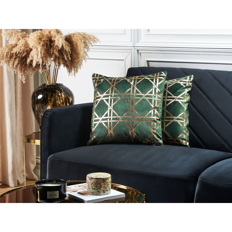 Zestaw 2 poduszek dekoracyjnych CASSIA 45 x 45 cm Ciemnozielony Wzór geometryczny