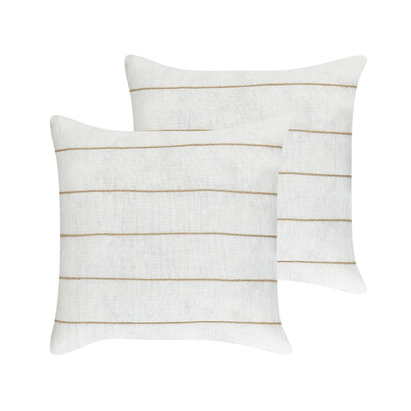 Zestaw 2 poduszek dekoracyjnych MILAS Len 50 x 50 cm Biały W paski