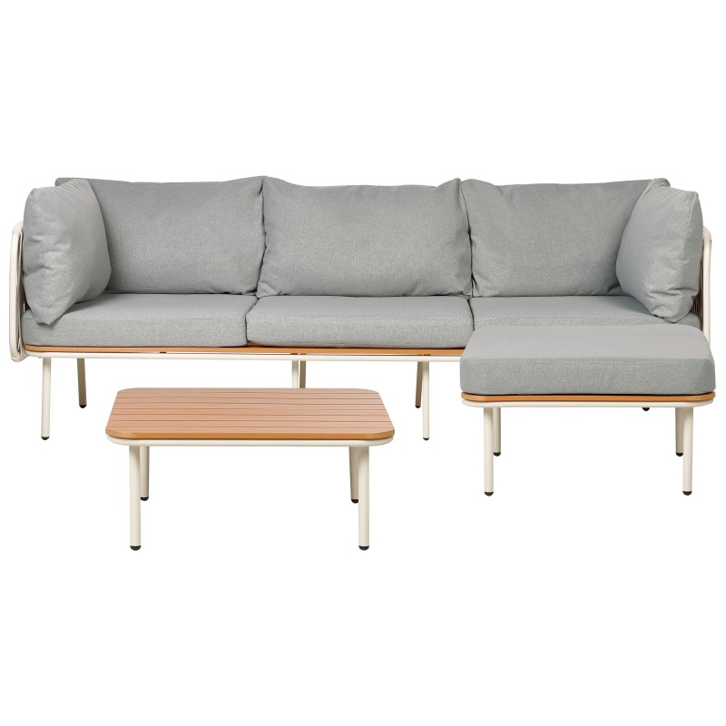 Zestaw ogrodowy ze stolikiem i otomaną dla 3 osób SENISE Metal Szary