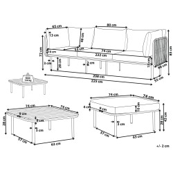 Zestaw ogrodowy ze stolikiem i otomaną dla 3 osób SENISE Metal Szary