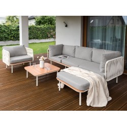 Zestaw ogrodowy ze stolikiem i otomaną dla 3 osób SENISE Metal Szary