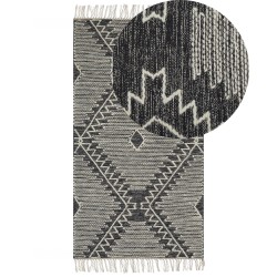 Dywan bawełniany 80 x 150 cm biało-czarny ARBAA