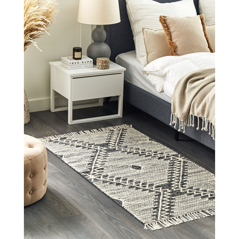 Dywan bawełniany 80 x 150 cm biało-czarny ARBAA