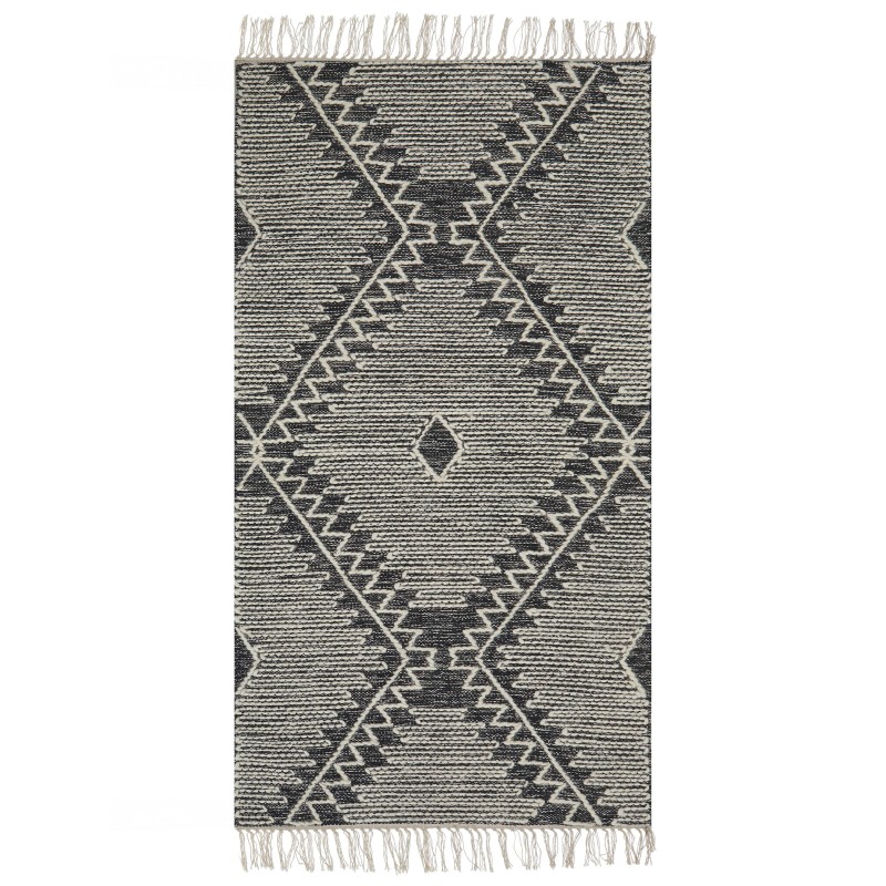Dywan bawełniany 80 x 150 cm biało-czarny ARBAA