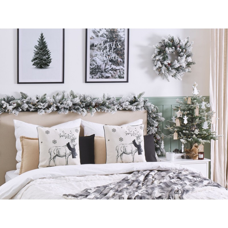 Zestaw 2 poduszek dekoracyjnych SVEN 45 x 45 cm Czarny Wzór świąteczny