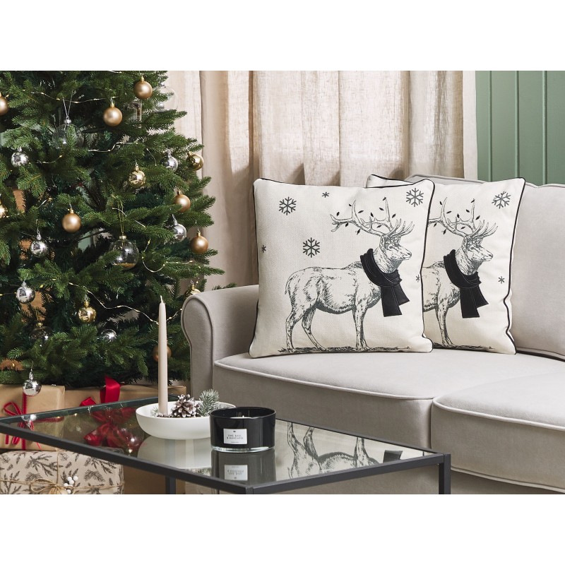 Zestaw 2 poduszek dekoracyjnych SVEN 45 x 45 cm Czarny Wzór świąteczny