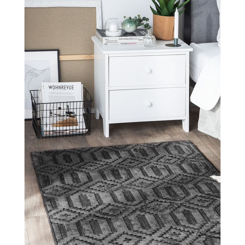 Dywan wiskozowy 80 x 150 cm szary ADATEPE