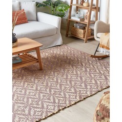 Dywan bawełniany 160 x 230 cm beżowy z różowym GERZE