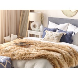 Narzuta na łóżko DELICE 150 x 200 cm Jasnobrązowy