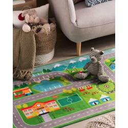 Dywan dziecięcy nadruk z miastem 80 x 150 cm SEBEN