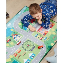 Dywan dziecięcy nadruk z miastem 80 x 150 cm SEBEN