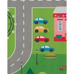 Dywan dziecięcy nadruk z miastem 80 x 150 cm SEBEN