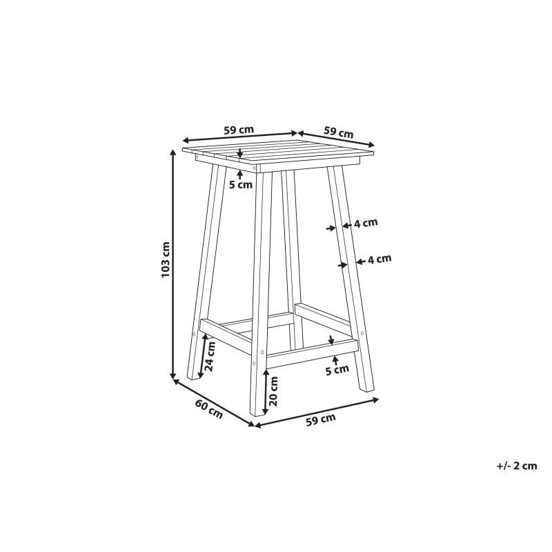 Stolik ogrodowy barowy ADIRONDACK 60 cm 59 cm Materiał syntetyczny Ciemnoszary