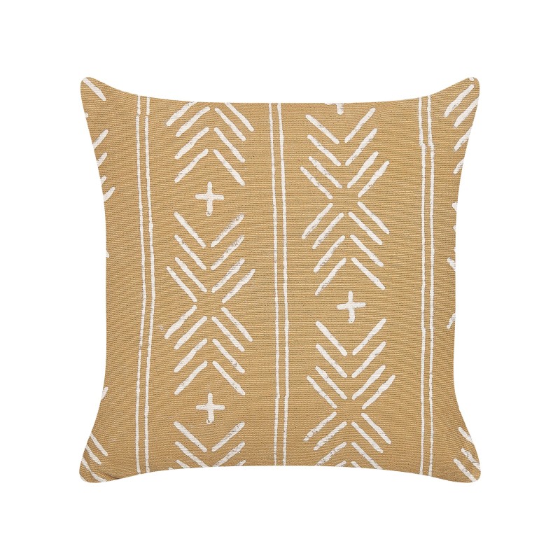 Poduszka dekoracyjna BANYAN Bawełna 45 x 45 cm Piaskowy Wzór geometryczny