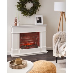 Kominek elektryczny z funkcją grzania NAMIB Z pilotem Biały