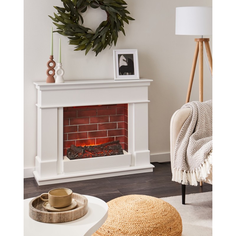 Kominek elektryczny z funkcją grzania NAMIB Z pilotem Biały