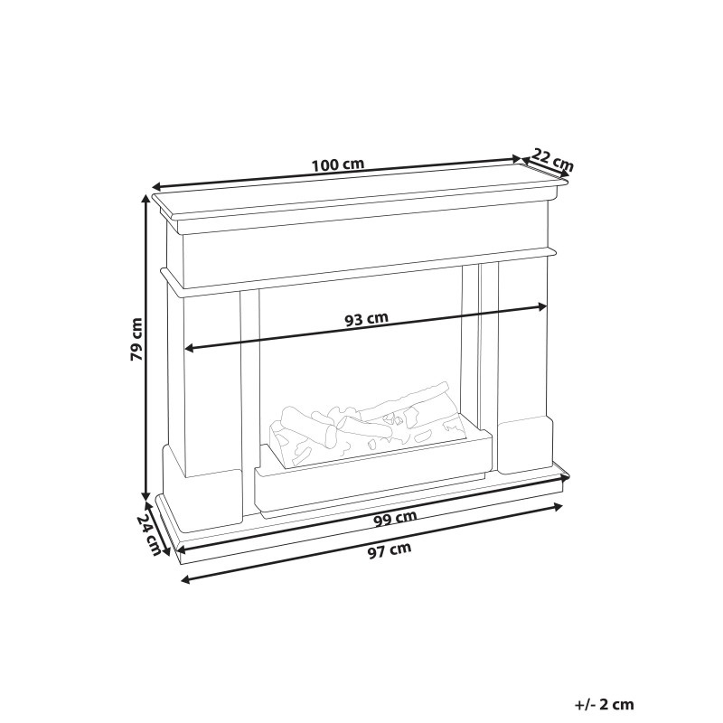 Kominek elektryczny z funkcją grzania NAMIB Z pilotem Biały